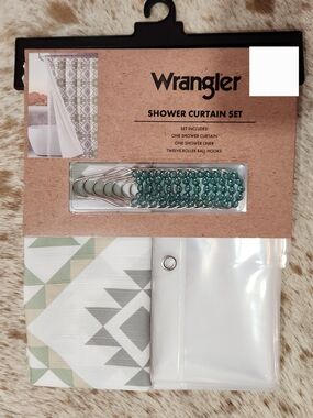 Wrangler Green Aztec Shower Curtain Set